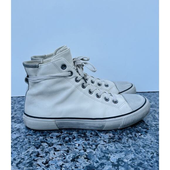 AllSaints Chalk White Leather Sneakers Hi Top Men’s Size 41 Used